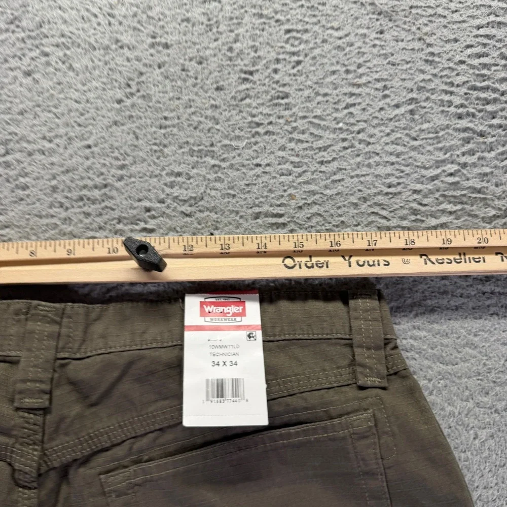 Wrangler Pant Mens 34x34 Green Cotton Ripstop Khakis Straight Utility Technician